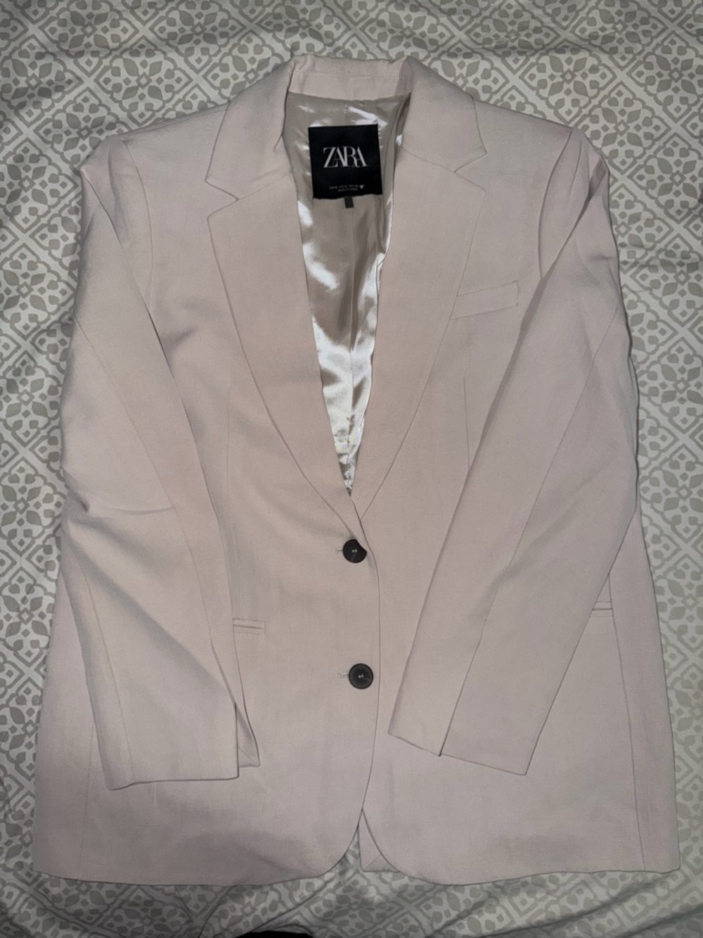 Zara Pale Blush beige Tailored Blazer